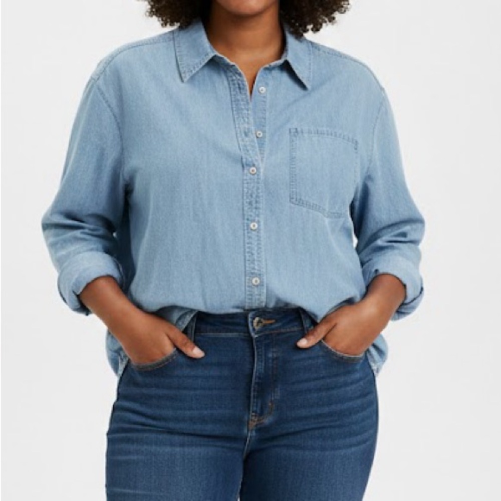 Torrid Denim Relaxed Button Down Tunic Shirt 1X
